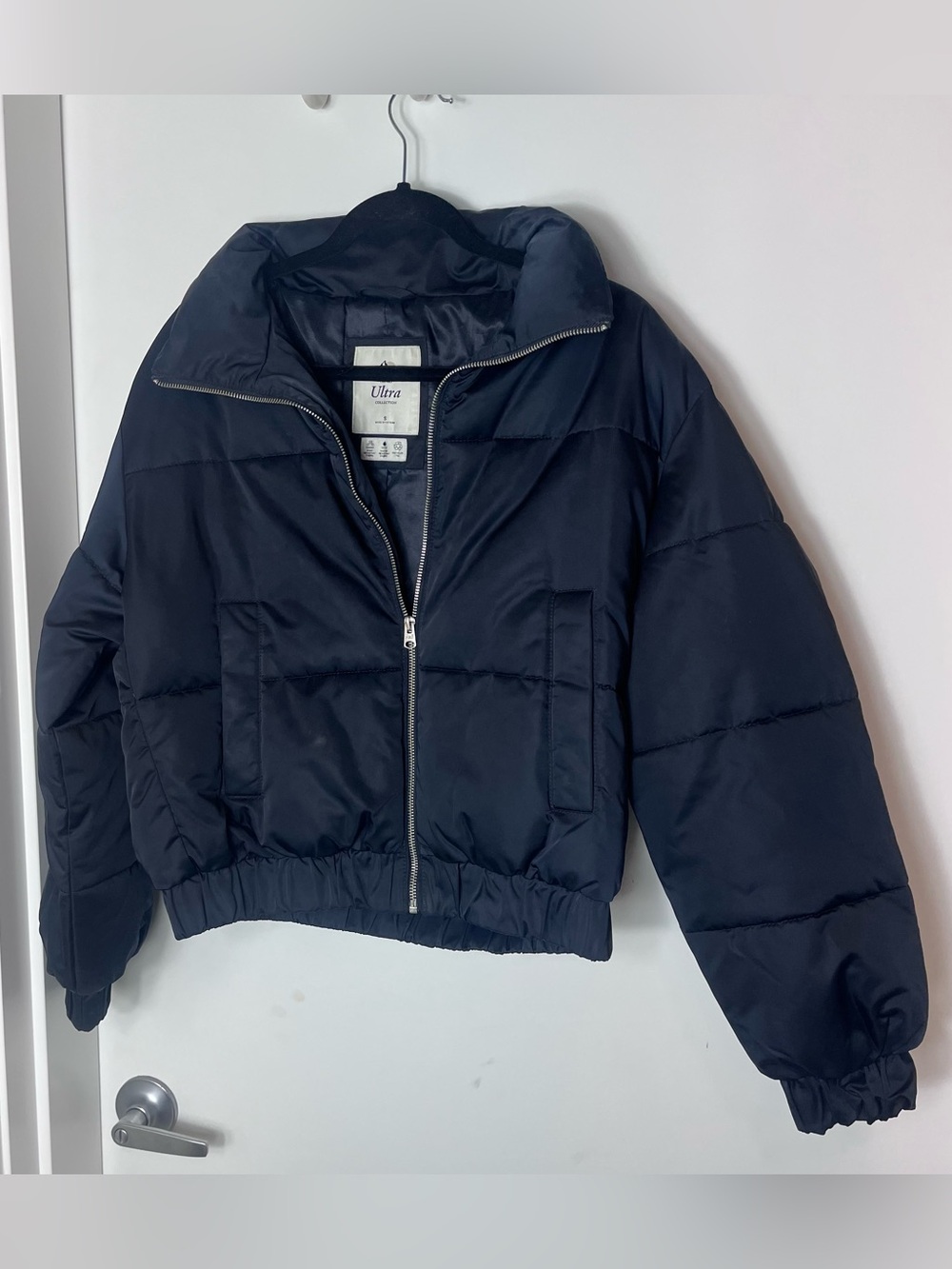 Abercrombie & Fitch Ultra Quilted Puffer Jacket Black Zip Bomber Small